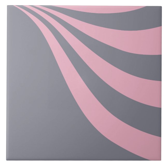 Grey and Pink Wave Ceramic Tile (Front)