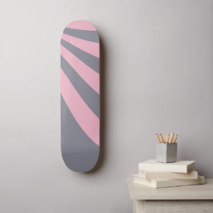 Grey and Pink Wave Skateboard
