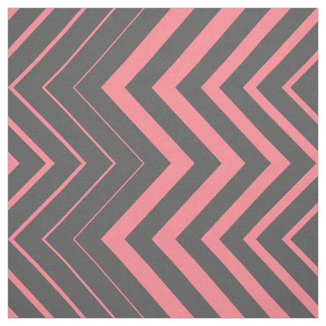 Grey And Pink Zigzag Chevron Fabric (Swatch)