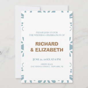GREY AND PUCE PATTERN WEDDING INVITATION