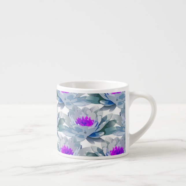 Grey and purple flowers pattern espresso cup (Right)