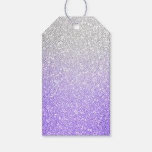 Grey and Purple Glitter Image Gift Tags