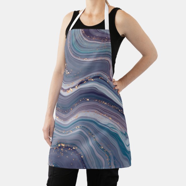 Grey And Purple Liquid Marble Apron (Insitu)