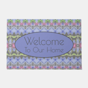 Grey And Purple Patterned Doormat