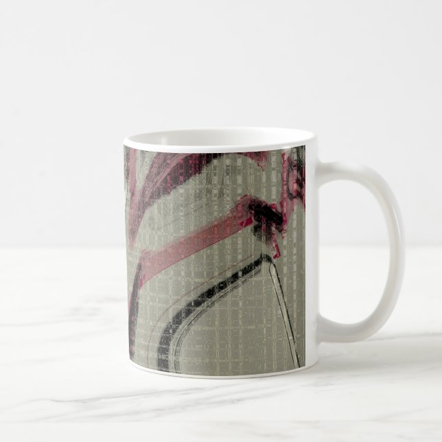 Grey and Red Abstract Art Coffee Mug (Right)