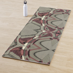Grey and Red Abstract Art Yoga Mat