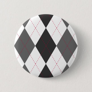 Grey and Red Argyle Button