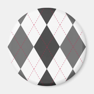 Grey and Red Argyle Magnet