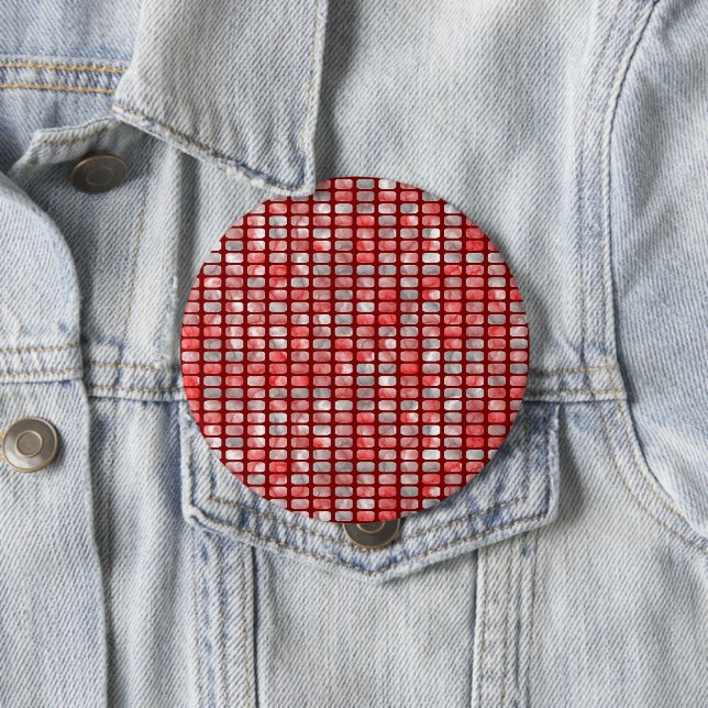 Grey and red blocks 10 cm round badge (In Situ)