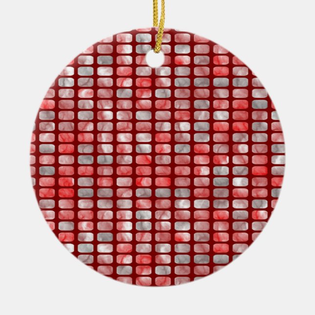 Grey and red blocks ceramic ornament (Front)