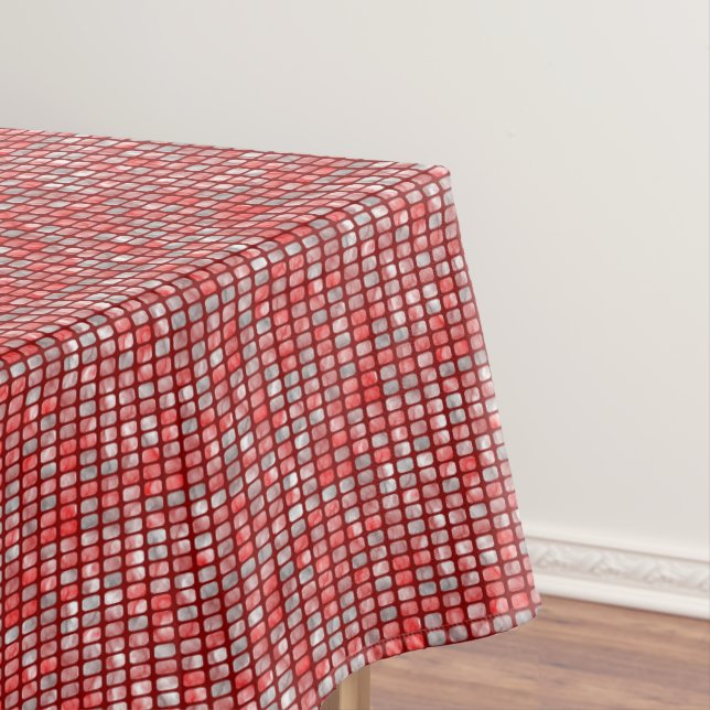 Grey and red blocks tablecloth (In Situ)
