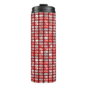 Grey and red blocks thermal tumbler