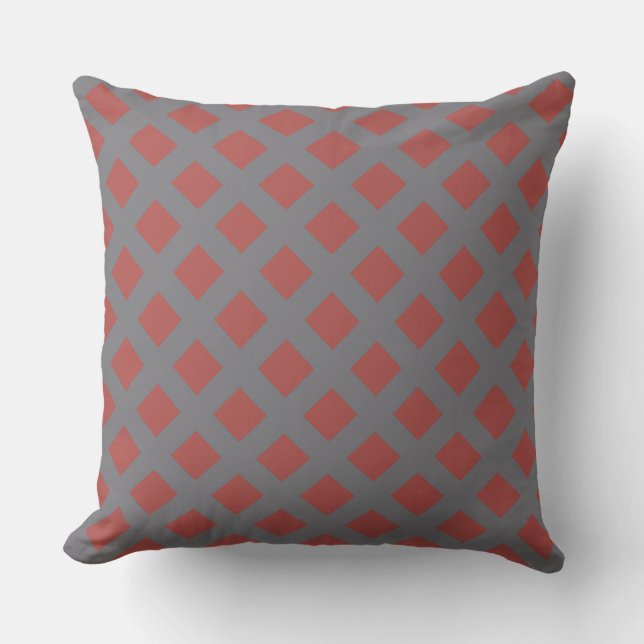 Grey and Red Chequered Cushion (Front)