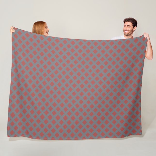 Grey and Red Chequered Fleece Blanket (In Situ)