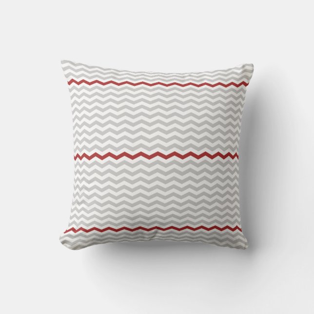 Grey and Red Chevron Cushion (Front)