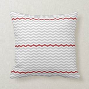 Grey and Red Chevron Cushion