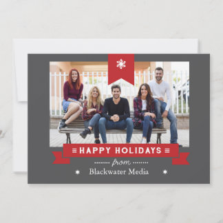 Grey And Red Classic Happy Holidays Photo Card