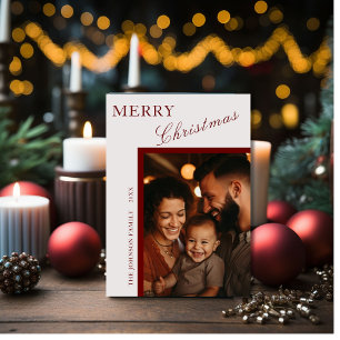 Grey and Red Script Family Photo Card