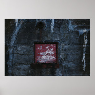 Grey and red wall-mount shelf poster