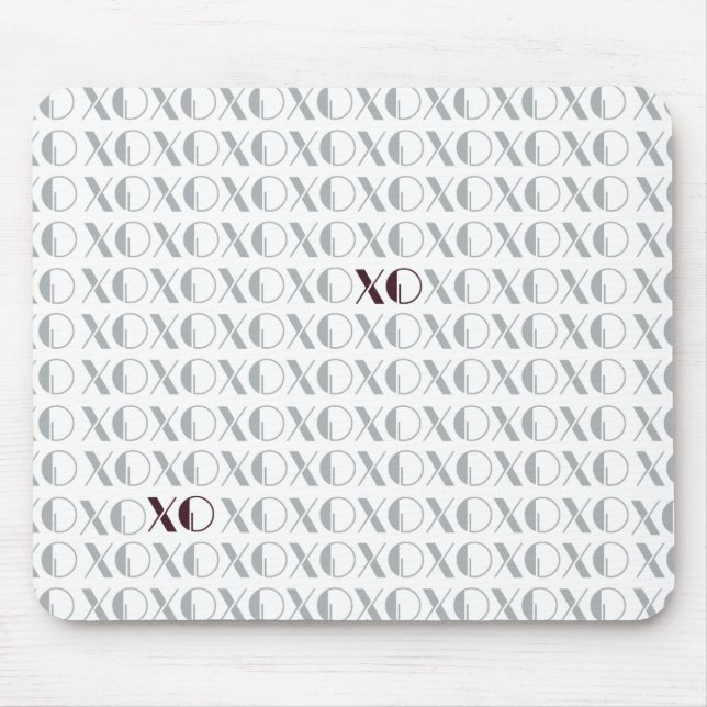 Grey and Red XOXO Mouse Pad (Front)