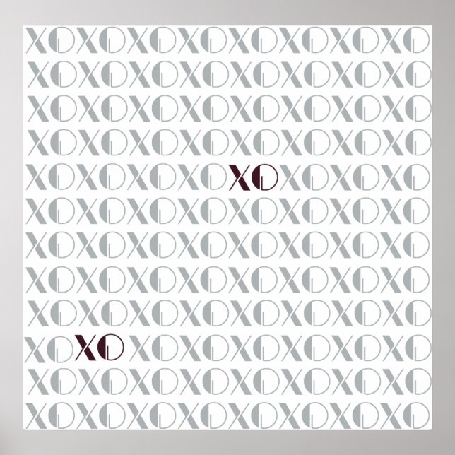 Grey and Red XOXO Poster (Front)