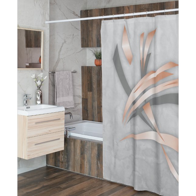 Grey And Rose Gold | Abstract Art Shower Curtain (Creator Uploaded)