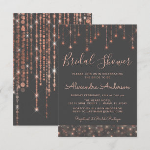 Grey and Rose Gold Bridal Shower Invitation