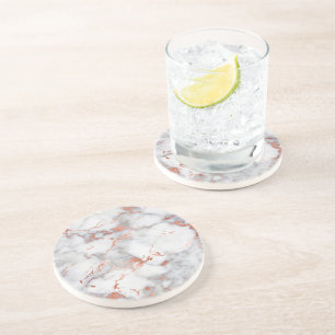 grey and rose gold marble coaster