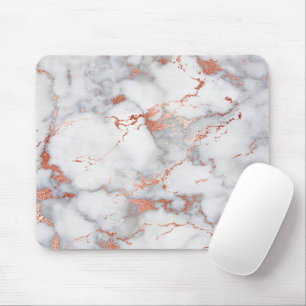 grey and rose gold marble mouse pad