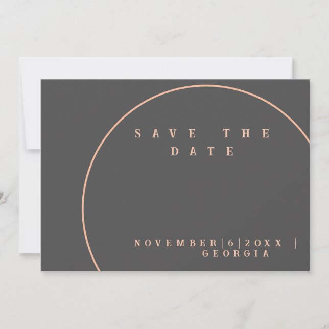 Grey and rose gold  save the date (Front)
