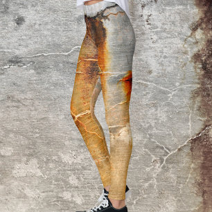 Grey and Rusty Orange Abstract Leggings