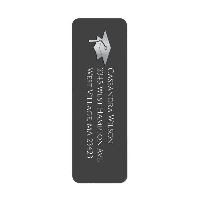 Grey and Silver Graduation Return Address Label (Front)