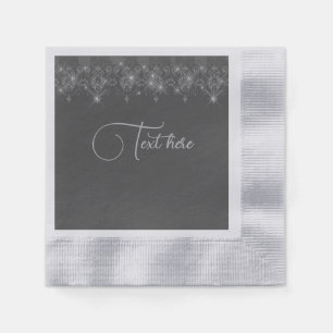 Grey and silver lace elegant sparkle  napkins