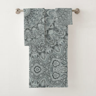 Grey and Silver Mandala Pattern Design Bath Towel Set