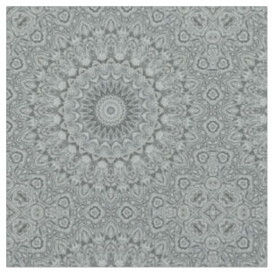 Grey and Silver Mandala Pattern Design Fabric