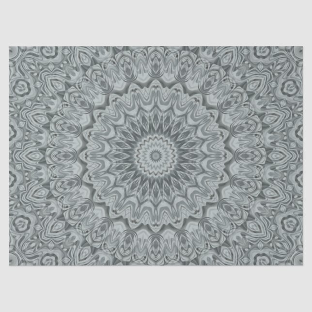 Grey and Silver Mandala Pattern Design Tissue Paper (Front)