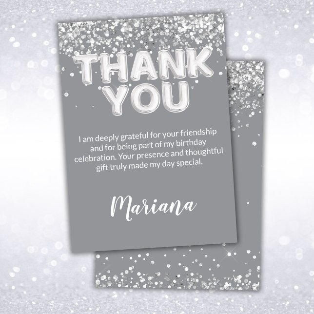 Grey and Silver Party Thank You Card (Creator Uploaded)