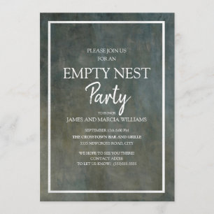 Grey and Silver Textured-Look Empty Nest Party Invitation