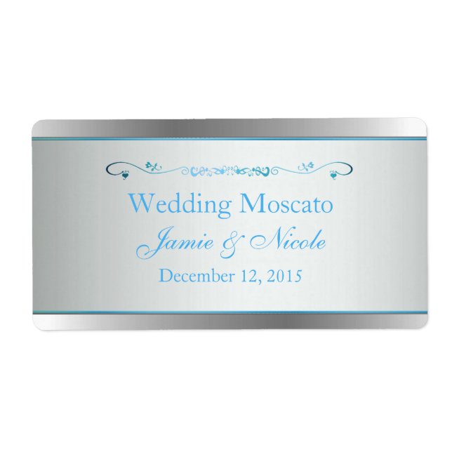 Grey and Silver Wedding Mini Wine Labels (Front)