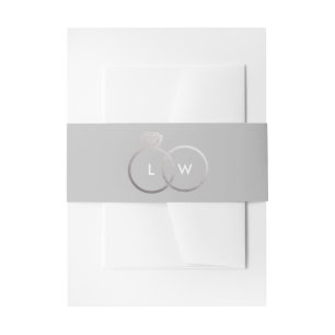 Grey and Silver Wedding Ring Monogram Invitation Belly Band