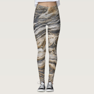 Grey and Tan Marble Pattern Yoga Leggings