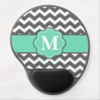 Grey and Teal Chevron Monogram Mousepad