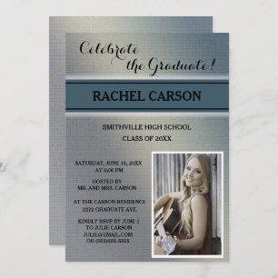 Grey and Teal Ombre' Photo Graduation Invitation