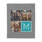 Grey and Teal Square 3 Photo Collage Monogram