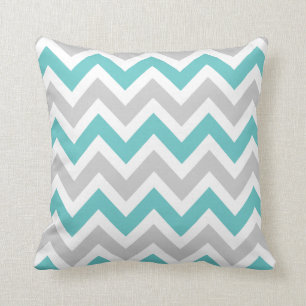 Grey and Turquoise Chevron Cushion