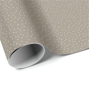 Grey and Warm White Polka Dot Desaturated Tiny Wrapping Paper