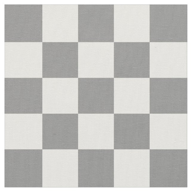 Grey and White 1 Inch Checks Chequerboard Fabric (Close Up)