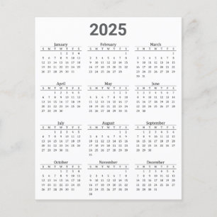 Grey and White 2025 Year At A Glance Calendar Flyer