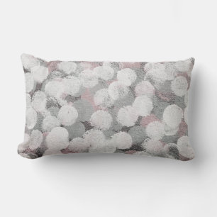 grey and white abstract paint circle pattern lumbar cushion