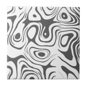 Grey and White Abstract Swirly Pattern Tile